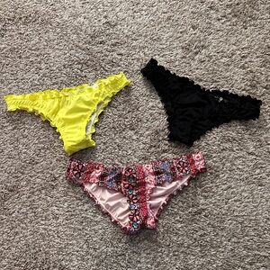 3-Pack Girls Ruffle Bikini Bottoms - Yellow, Black, Multicolor